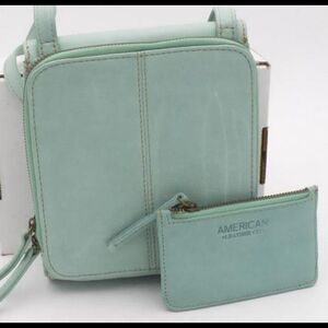 American Leather Co. Kansas Leather Crossbody with Coin Purse Mist